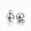 Tarnish Resistant 201 Stainless Steel Round Ball Charms STAS-H376-34-2