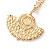 Ion Plating(IP) 304 Stainless Steel Fan Pendant Necklace for Women NJEW-E014-04G-1