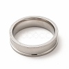 201 Stainless Steel Grooved Finger Ring Settings STAS-P323-12P-2