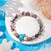 85MM Round Natural Pink Zebra Jasper Beaded Stretch Bracelets BJEW-JB10217-04-2