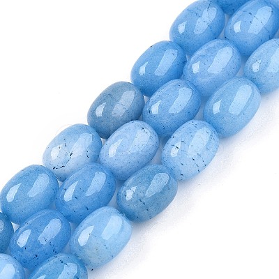 Barrel Shaped Dyed Natural Aquamarine Beads Strands G-S114-25-01-1