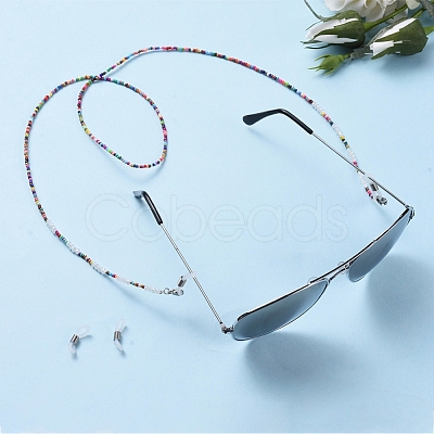 Glass Seed Beads Glasses Neck Cord AJEW-EH00025-1