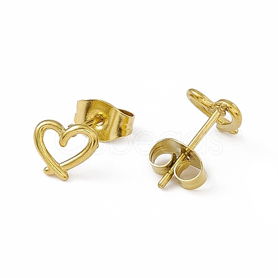 PVD Vacuum Plating 304 Stainless Steel Hollow Out Heart Stud Earrings for Women EJEW-P212-12G-1