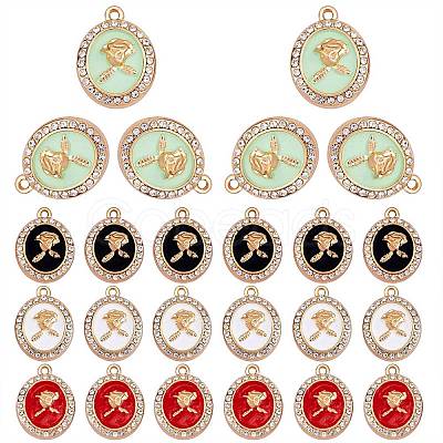 24Pcs 4 Colors Rack Plating Alloy Enamel Pendants FIND-SZ0006-06-1