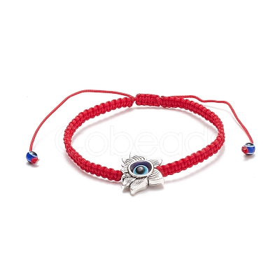 Resin Evil Eye & Alloy Braided Bead Bracelet BJEW-JB08494-06-1