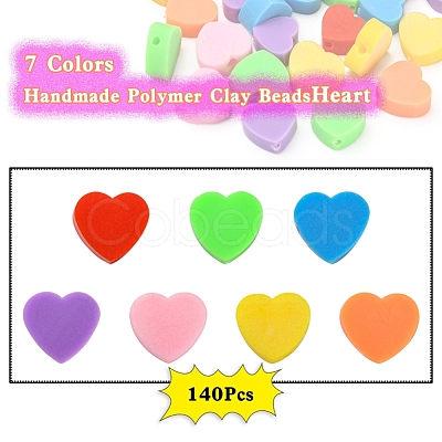 140Pcs 7 Colors Handmade Polymer Clay Beads DIY-YW0005-39-1