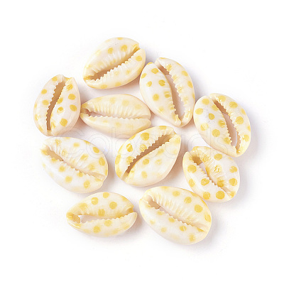 Printed Cowrie Shell Beads SHEL-X0004-02-1