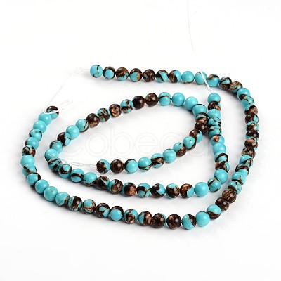 Assembled Bronzites and Synthetic Turquoise Beads Strands G-F250-01-8mm-1