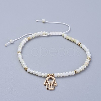 Electroplate Glass Braided Beads Bracelets BJEW-JB04311-02-1