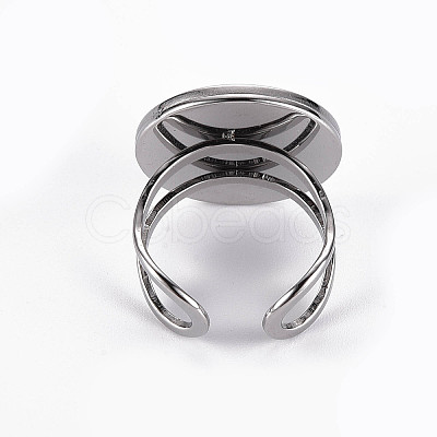 Non-Tarnish 201 Stainless Steel Cuff Pad Ring Settings X-STAS-S080-040E-P-1