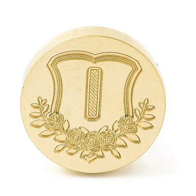 Golden Tone Round Wax Seal Brass Stamp Heads AJEW-Z034-02G-I-1