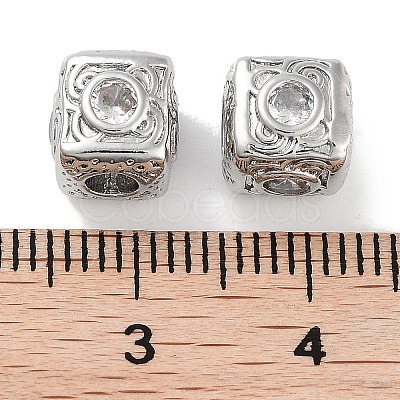 Brass Micro Pave Cubic Zirconia Beads KK-C051-28P-03-1