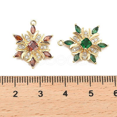 Brass Micro Pave Colorful Cubic Zirconia Pendants KK-C054-01G-1