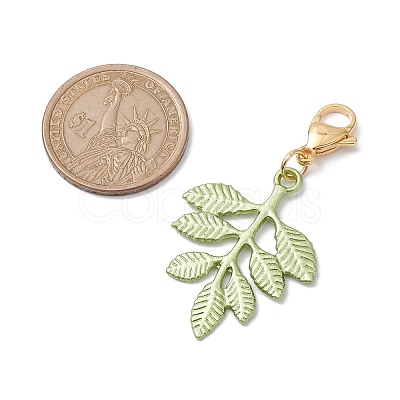 Painting Alloy Leaf Pendant Decorations HJEW-JM01873-1