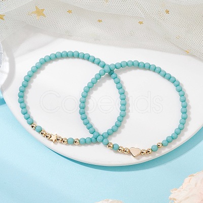 2Pcs 2 Styles Glass Seed Beaded Stretch Bracelet Sets for Women BJEW-JB11373-05-1