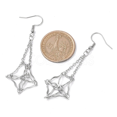 Non-Tarnish 304 Stainless Steel Macrame Pouch Empty Stone Holder Dangle Earring Findings EJEW-JE05811-02-1