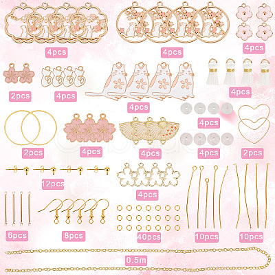 SUNNYCLUE DIY Cat & Flower Earring Making Kit DIY-SC0020-52-1