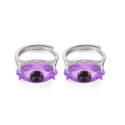 Evil Eye Glass Ajuastable Rings RJEW-S048-002P-NF-1