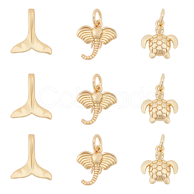 CHGCRAFT 18Pcs 3 Style Brass Charms KK-CA0001-52G-1