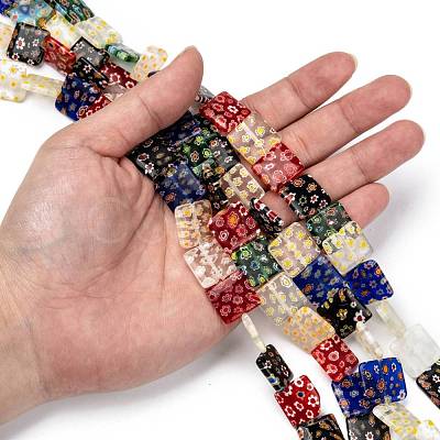 Square Handmade Millefiori Glass Beads LK-R004-46-1