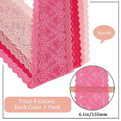 Gorgecraft 4 Yards 4 Colors Flower Wavy Edge Lace Trim OCOR-GF0002-59-1