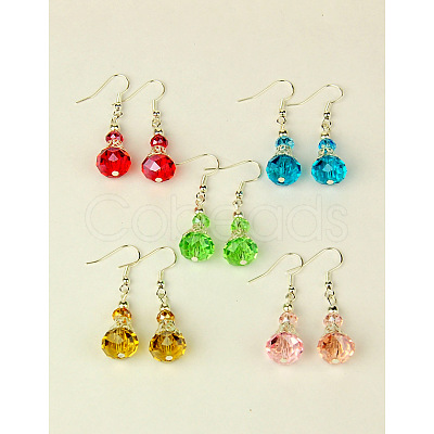 Dangle Glass Earrings EJEW-JE00779-1