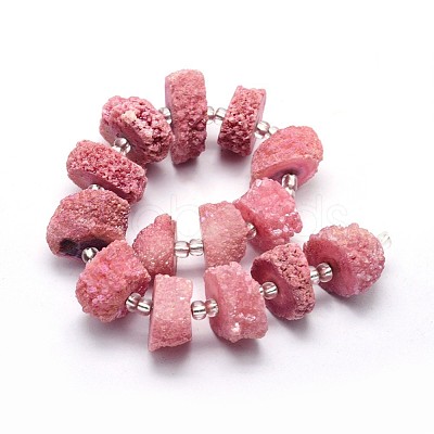 Natural Druzy Quartz Crystal Beads Strands G-F582-B09-1