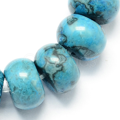 Dyed Natural Blue Agate Stone Rondelle Beads Strands X-G-S105-8mm-14-1