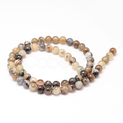 Natural Striped Agate/Banded Agate Bead Strands X-G-K155-A-6mm-14-1