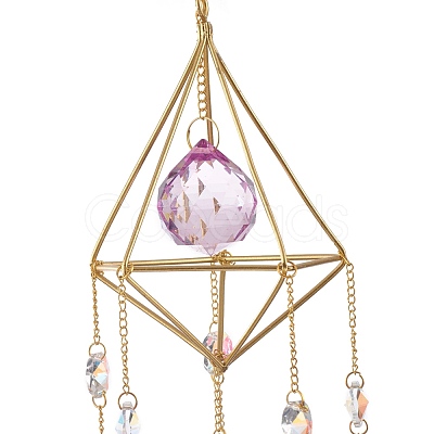 Moon & Fairy Iron AB Color Chandelier Decor Hanging Prism Ornaments HJEW-P012-05G-1