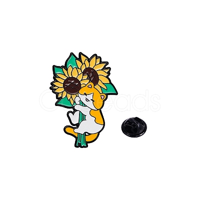 Cat Shape of Flower Enamel Pin PW-WG55CB0-01-1