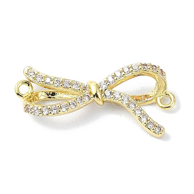 Rack Plating Brass Pave Clear Cubic Zirconia Bowknot Links KK-M282-30G-1