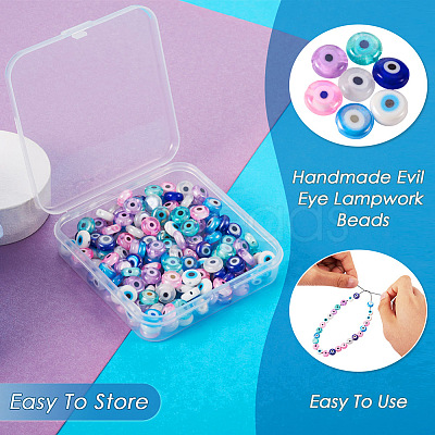 Pandahall 175Pcs 7 Colors Handmade Evil Eye Lampwork Beads EGLA-TA0001-32-1