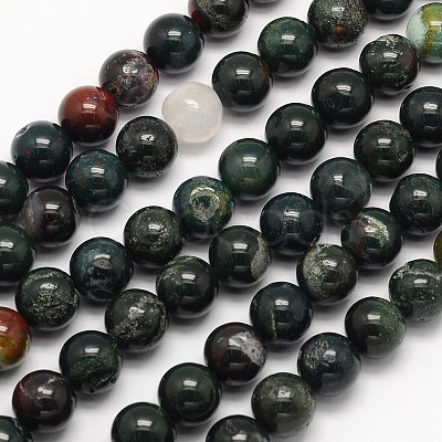 Natural Bloodstone Beads Strands G-N0166-04-10mm-1