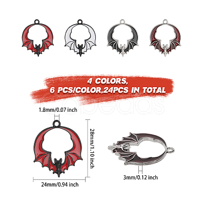 CHGCRAFT 24Pcs 4 Colors Alloy Enamel Pendants Sets ENAM-CA0001-66-1