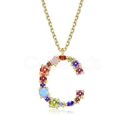 Brass Micro Pave Cubic Zirconia Pendant Necklaces NJEW-BB67040-C-1