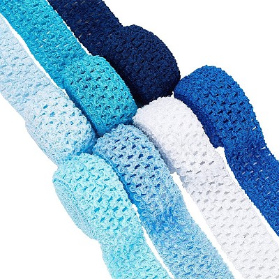 BENECREAT 14M 7 Style Blue Series Elastic Crochet Headband Ribbon OCOR-BC0005-36-1