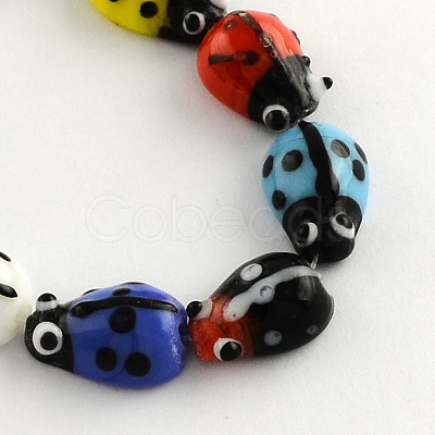 Ladybug Handmade Lampwork Beads Strands X-LAMP-R004-03-1