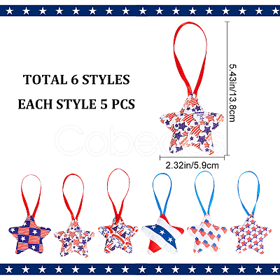 30Pcs 6 Style Independence Day Theme Star Cotton Ornaments DIY-WH0401-15-1