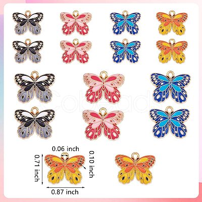 32Pcs 4 Colors Alloy Enamel Pendants FIND-SZ0006-04-1