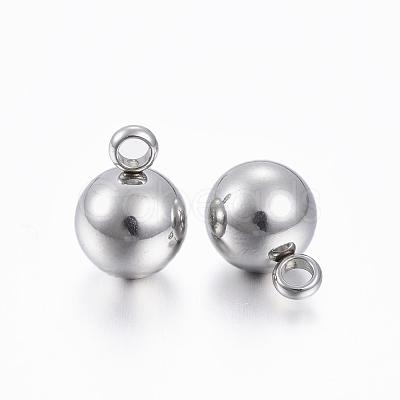 Tarnish Resistant 201 Stainless Steel Round Ball Charms STAS-H376-34-1