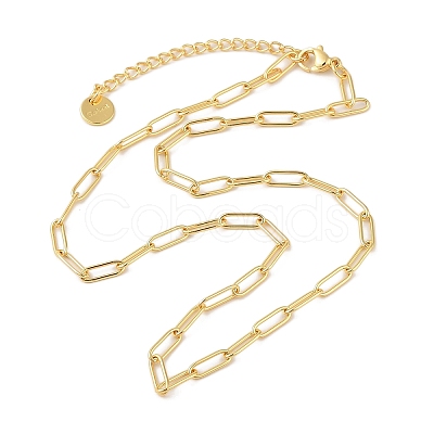 Rack Plating Brass Paperclip Chain Necklaces NJEW-Q348-01G-1