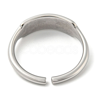 Non-Tarnish 304 Stainless Steel Blank Rectangle Open Cuff Rings for Women RJEW-D022-02P-1