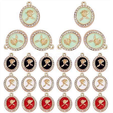 24Pcs 4 Colors Rack Plating Alloy Enamel Pendants FIND-SZ0006-06-1