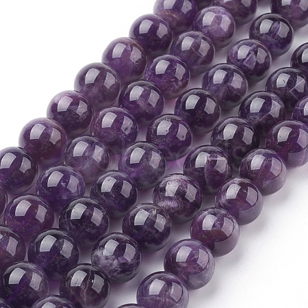 Natural Amethyst Beads Strands G-G099-10mm-1-1