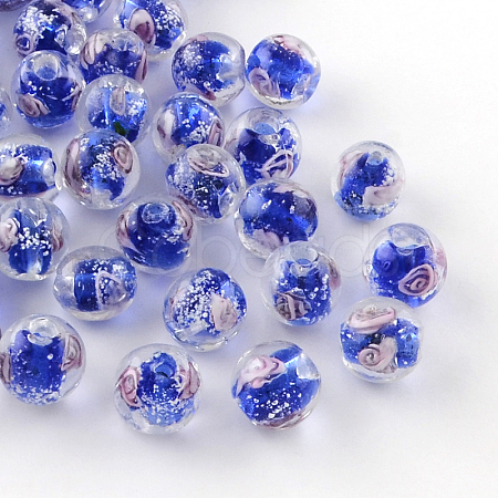 Handmade Luminous Inner Flower Lampwork Beads X-LAMP-R129-12mm-08-1