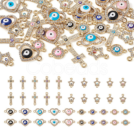 40Pcs 20 Styles Evil Eye Zinc Alloy Enamel Connector Charms ENAM-TA0001-37-1