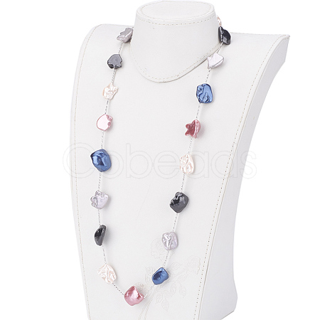 Shell Pearl Necklaces NJEW-P232-A01-1