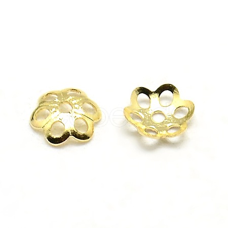 6-Petal Brass Tiny Flower Bead Caps KK-O043-05G-1