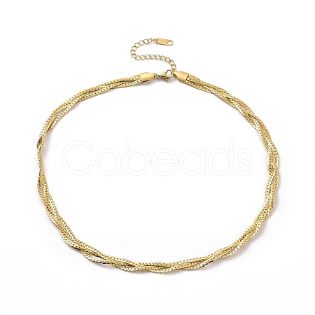 304 Stainless Steel Braided Cuban Link Chain Necklace for Women NJEW-P271-04G-1